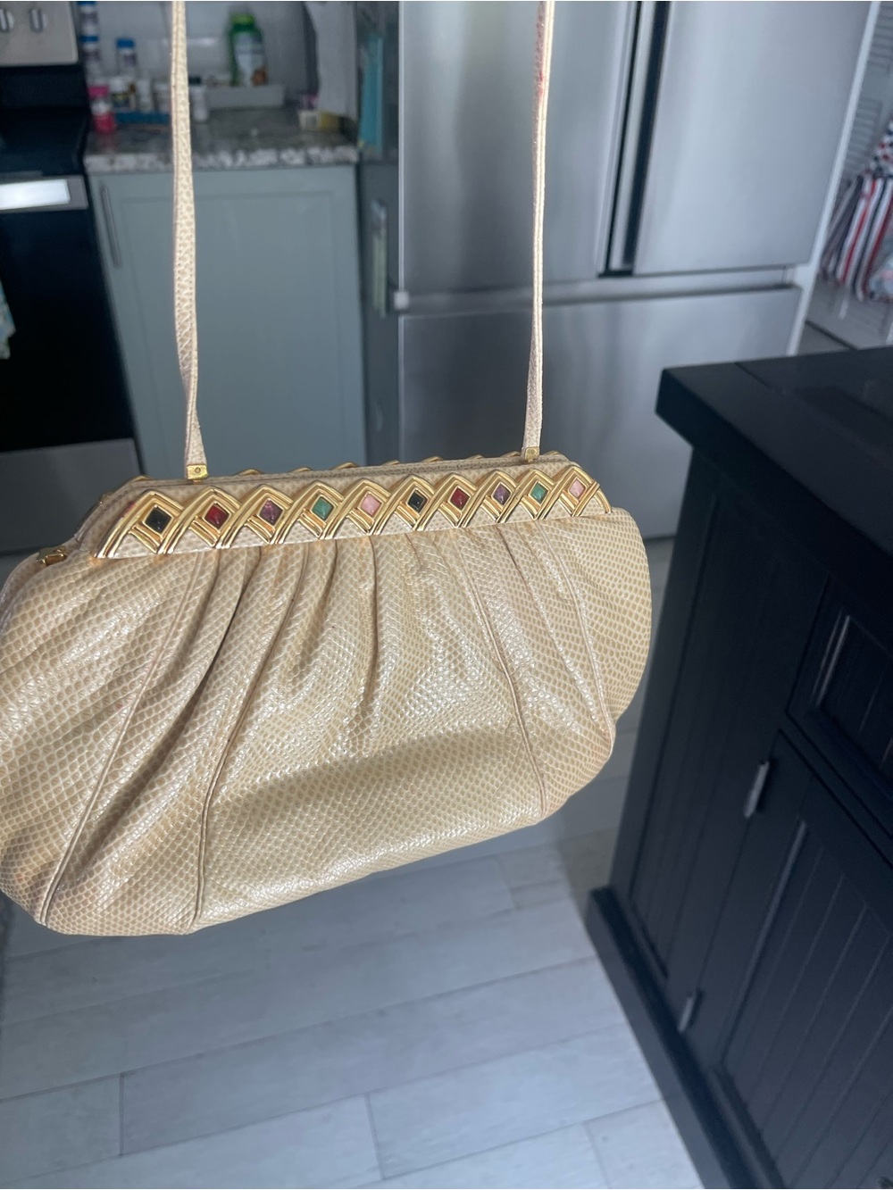 Iconic Vintage RARE JUDITH LEIBER Textured Evening Shoulder Bag with stones